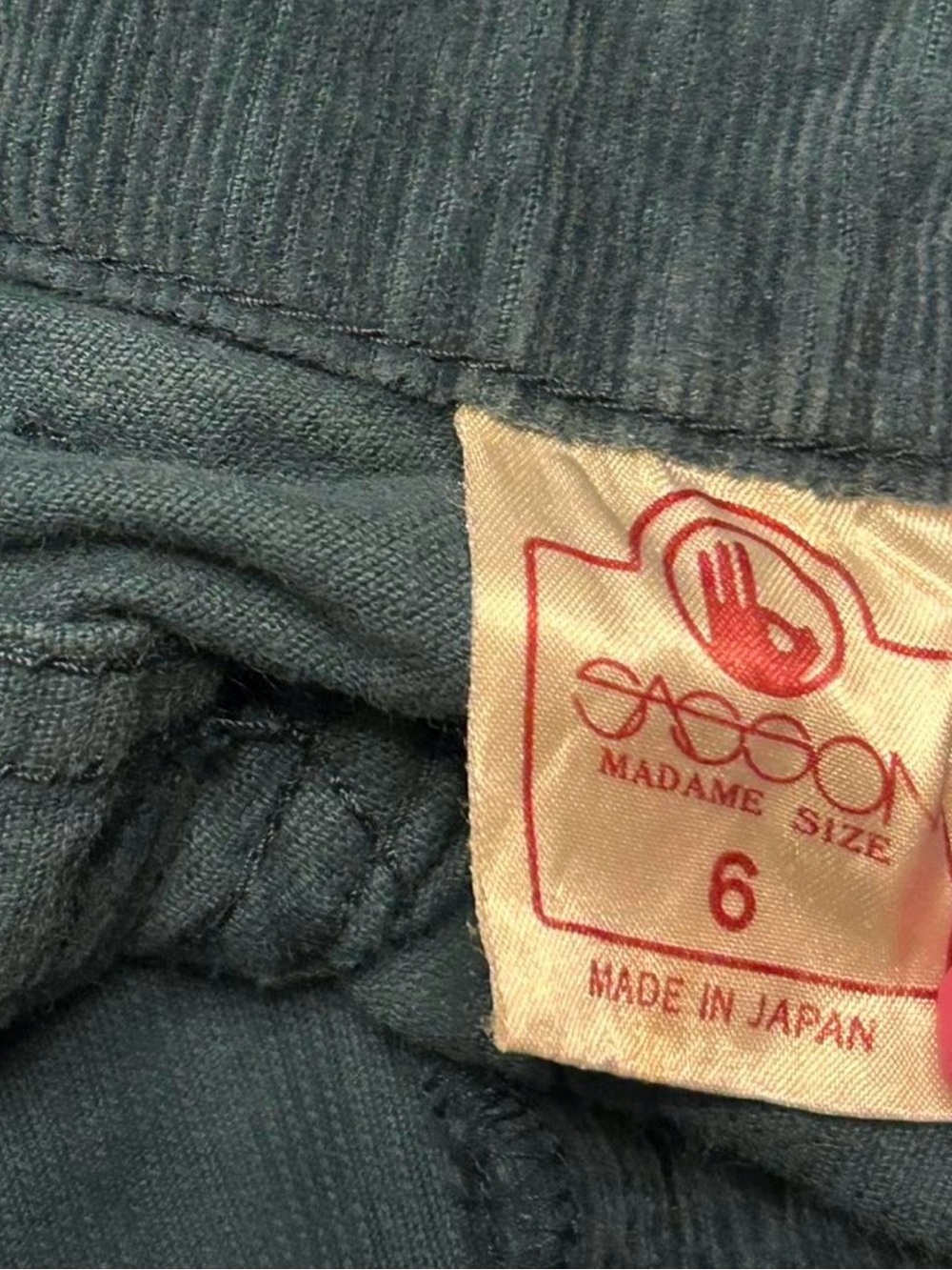 Vintage 1970’s/80’s Deep teal high waisted corduroy pants. Sasson made in Japan - Picture 4 of 8